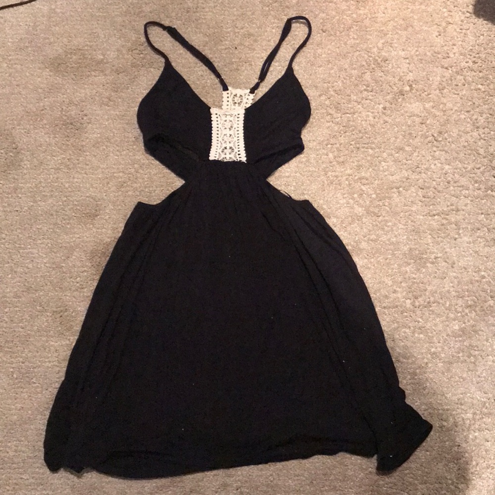 Black cotton mini dress